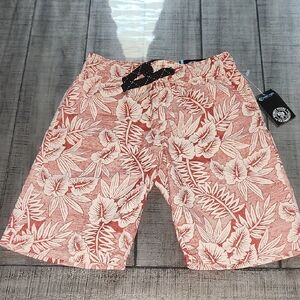 NWT Street Rules Floral Print Shorts in Red and White